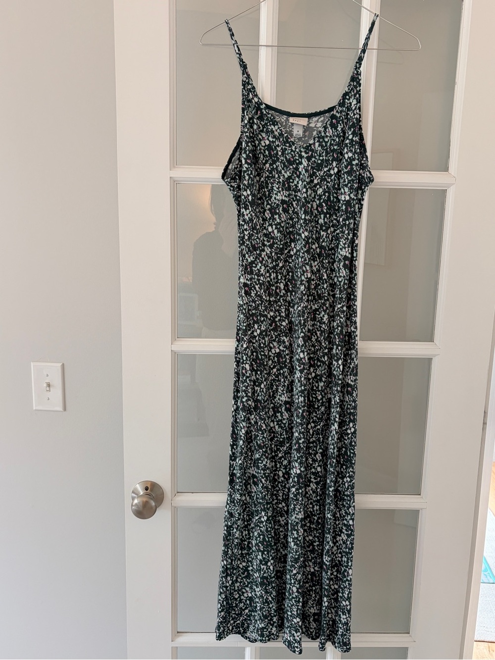 a new day Green and White Floral Spaghetti-Strap Maxi Dress - Sz: M